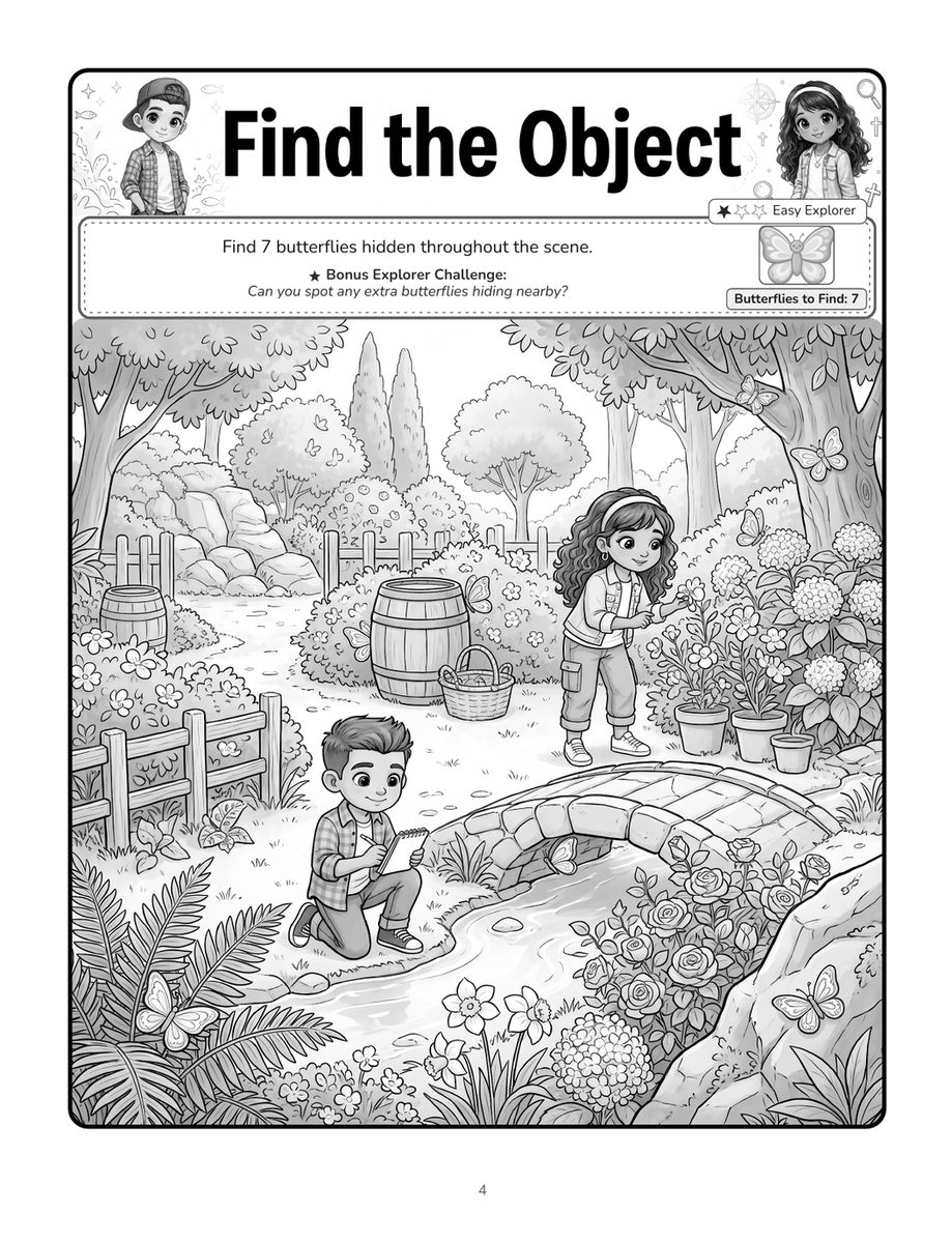 Real interior page 3 (find the object) from Noor and Luca's Bible Adventure Activity Book