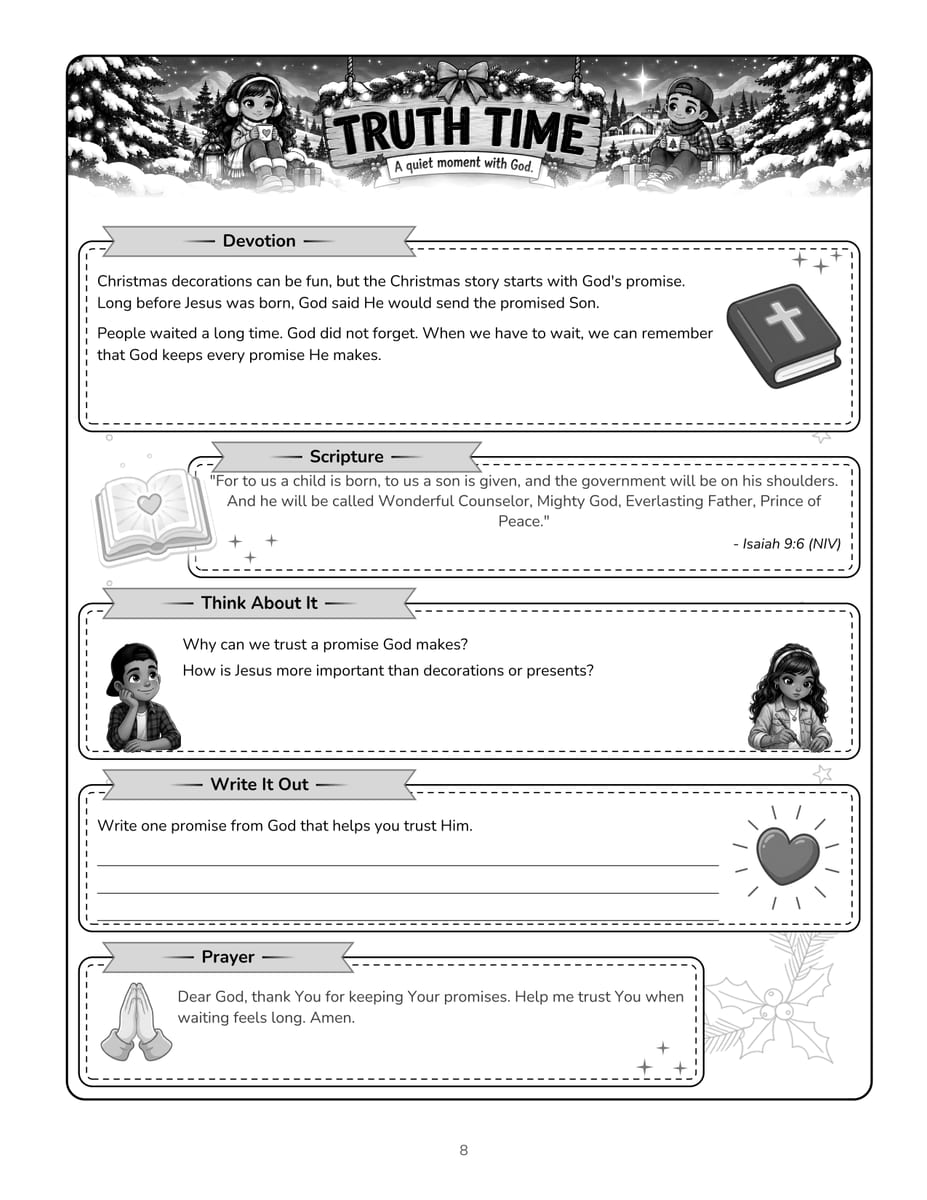 Real interior page 6 (truth time) from Noor & Luca Tell the Christmas Story