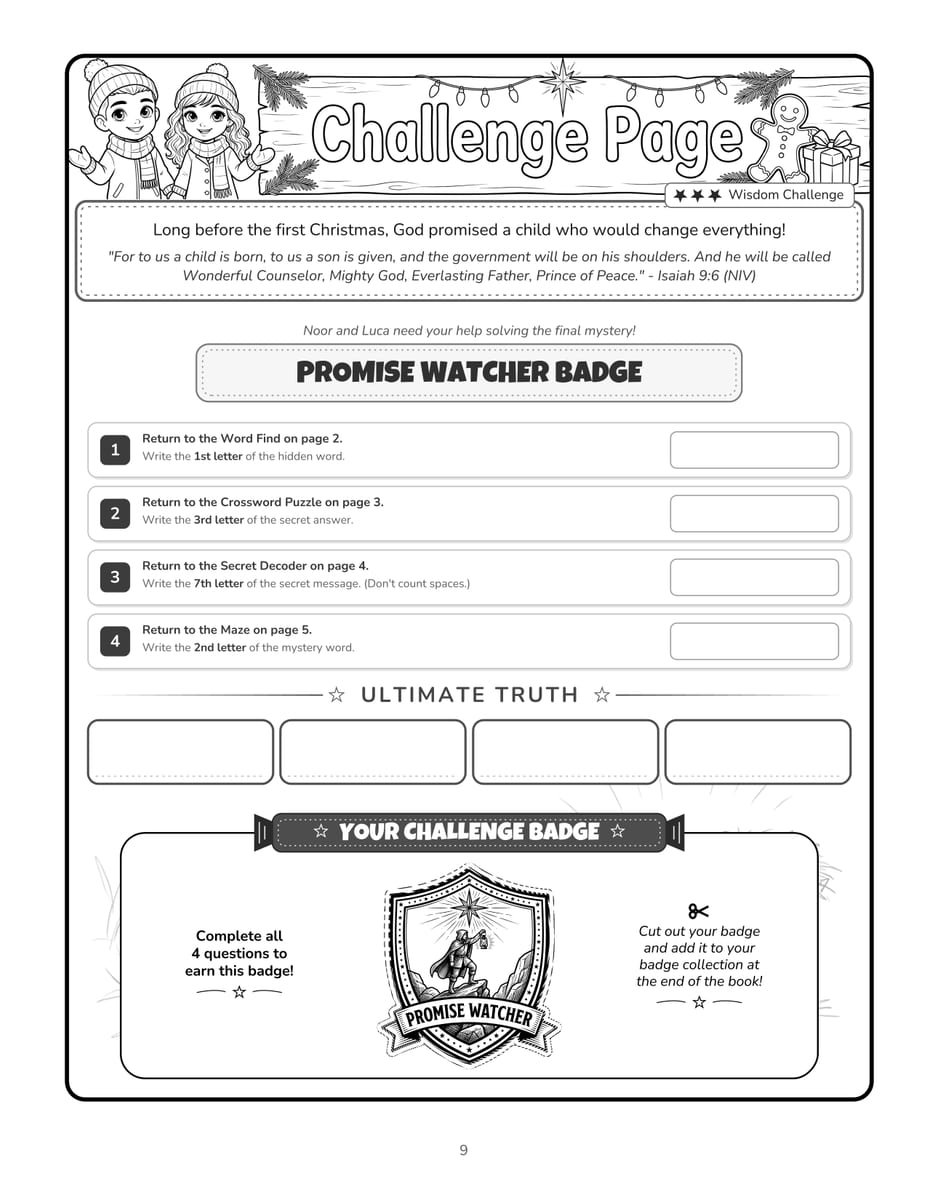 Real interior page 7 (challenge page) from Noor & Luca Tell the Christmas Story